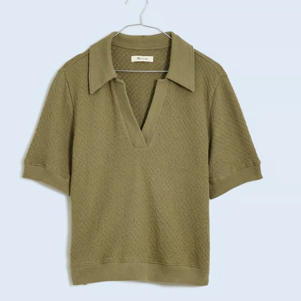 Madewell Collared Pointelle Sweater Tee Size small